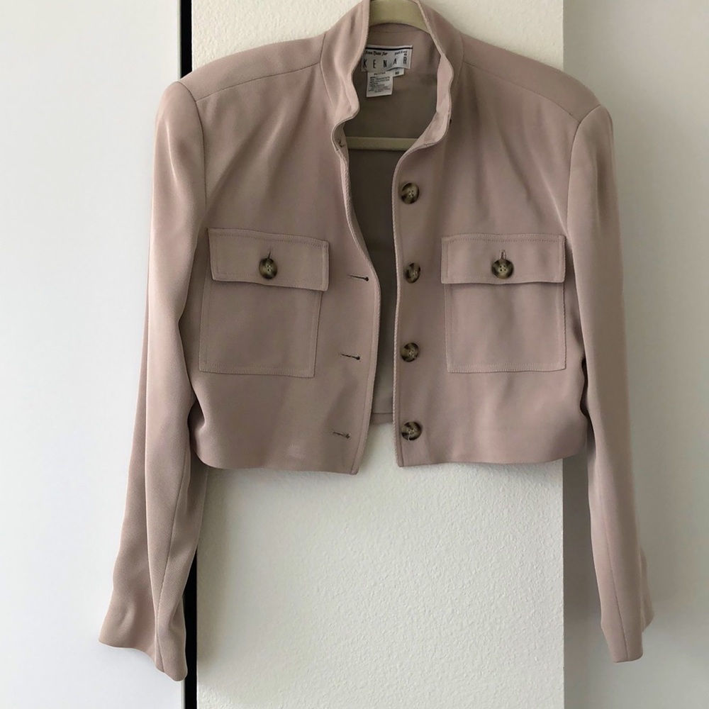 Taupe beige cropped utility jacket